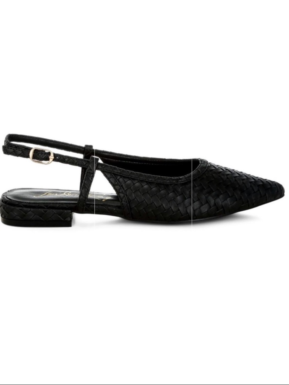 LONDON RAG WOVEN BLACK SLINGBACKS FLATS SANDALS POINT TOE SIZE 6 NWT